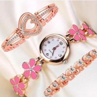 White Flower Watch With 2 Free Bracelets